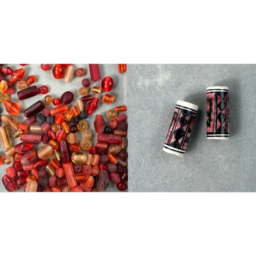 Assorted Red Acrylic, Wood and Glass Beads Variety of Shades Shapes and Sizes